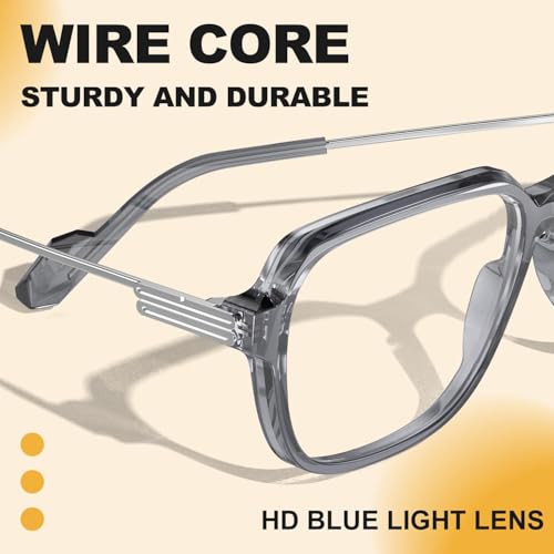 Image of VISOONE Oversized Blue Light Blocking Glasses with Chic Square TR90 Frame and Metal Temple for Women Men Ryan