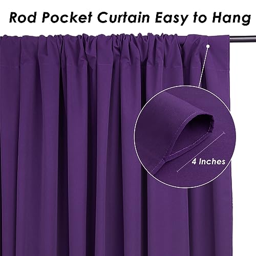 Image of Purple Backdrop Curtains 2 Panels 5ft x 10ft Polyester Backdrop Drapes for Wedding Mermaid Party Halloween Photography Decorations