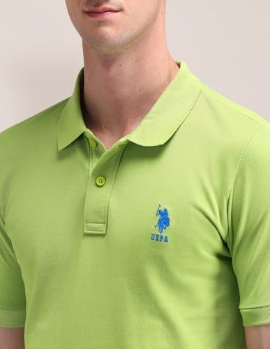 Image of U.S. Polo Assn. Men's Solid Polo Collar Half Sleeve Casual Cotton Slim Fit T-Shirts