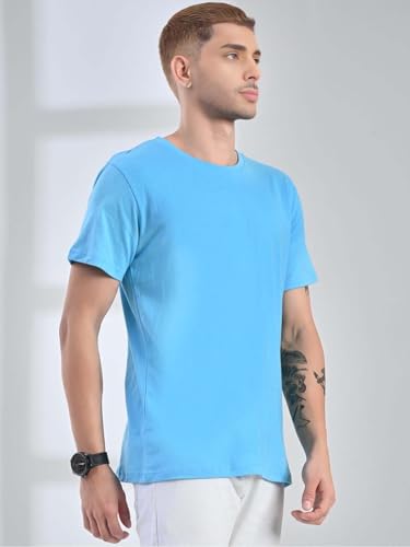 Image of Men's Plain Cotton Crew Neck T-Shirt Regular Fit Short Sleeve Tee