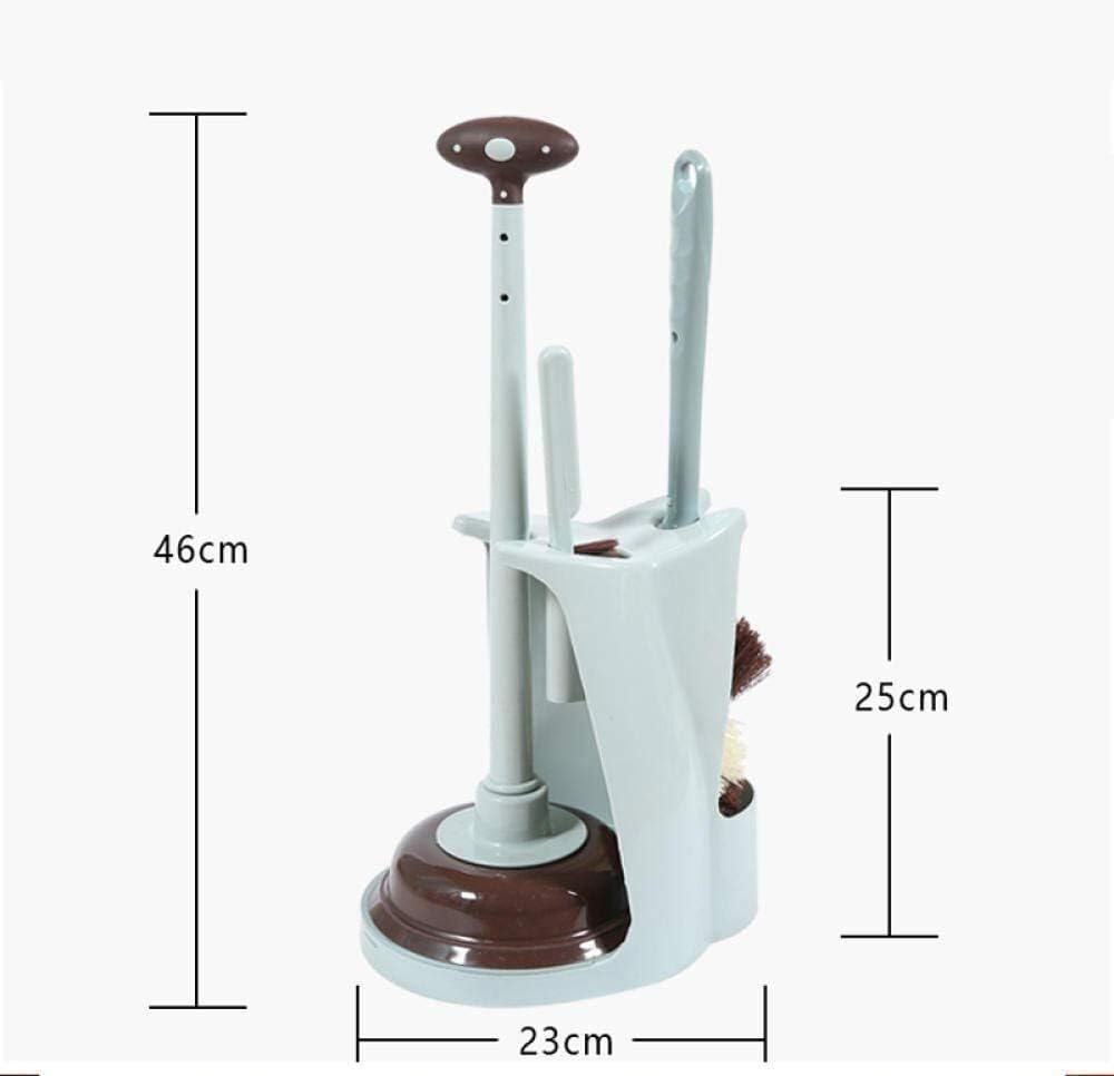 YLSSAB Set di scopino per WC e stantuffo, 3 in 1, potente pompa a stantuffo a ventosa con spazzola per la pulizia del bagno, scopino per WC del bagno, grigio