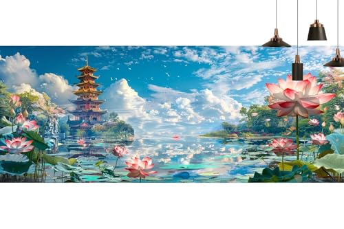 Broderie Diamant XXL 100x300cm Lac Fleur | Kit Complet 5D - 2