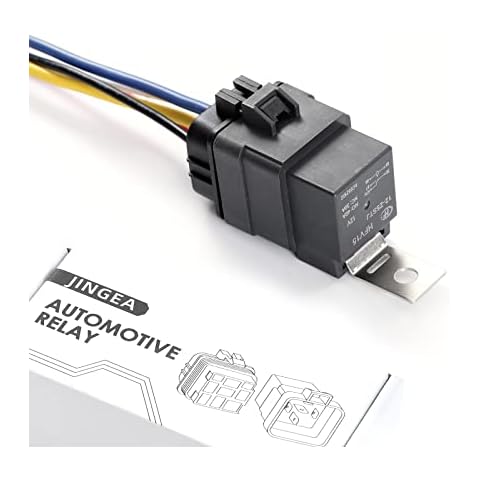 JINGEA OEM Automotive Relay, NO: 40A NC: 30A 12VDC Waterproof Relay and Rainproof Type Harness with Heavy Duty 12AWG Tinned Copper Wires, 5 Pin SPDT 1 Kit Auto Relay Replace Car, Truck, Marine, UTV Cover