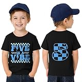 5th Birthday Shirt Toddler Boy 5 Year Old Birthday T-Shirt Short Sleeve 2-Sided Print Tee Tops Outfit (Classic Black, 5T)
