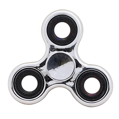 Toyland® Fidget Hand Spinner - Soulagement du Stress et de l'anxiété - Couleurs Assorties (Anneaux métalliques argentés et Noirs)