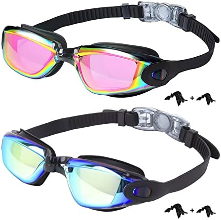 DZHJKIO Kids Swim Goggles,2 Pack Anti-Fog Leak Proof kids Swimming Goggles,Anti-UV Clear Vision Glasses for Children Age 6-14…