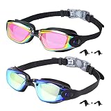 DZHJKIO Kids Swim Goggles,2 Pack Anti-Fog Leak Proof kids Swimming Goggles,Anti-UV Clear Vision Glas