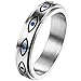 Rofusn Vintage Evil Eye Spinner Ring, Stainless Steel Band Anxiety Fidget Statement Rings-Silver Size 9