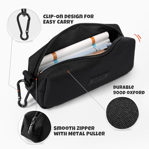 Image of SUNEE Small Pencil Case for Girls & Boys, Pencil Pouch Pen Bag Coin Pouch with Durable Oxford Fabric Marker Pen Case for School Supplies Office Stationery Organizer, Black