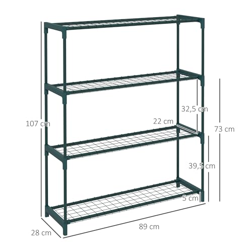Étagère à fleurs extérieure et intérieure, support de pots vert à 4 niveaux - 8