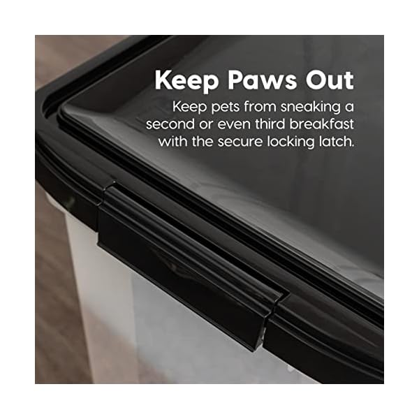 IRIS USA 10 Lbs / 12.75 Qt WeatherPro Airtight Pet Food Storage Container, for Dog Cat Bird and Other Pet Food Storage Bin, Keep Pests Out, Keep Fresh, Translucent Body, BPA Free, Clear/Black IRIS USA 10 Lbs / 12.75 Qt WeatherPro Airtight Pet Food Storage Container, for Dog Cat Bird and Other Pet Food Storage Bin, Keep Pests Out, Keep Fresh, Translucent Body, BPA Free, Clear/Black