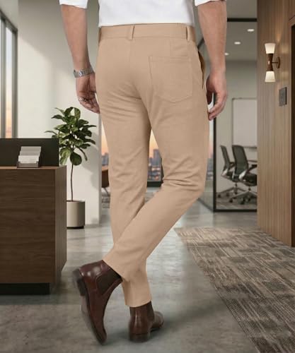 Image of Mehrang Men's Stretchable Stretchable Formal Pant Trousers | Stylish Slim Fit Men's Wear Trousers for Office or Party | Polycotton Knitted Fabric