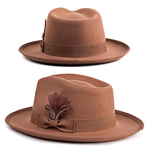 FADACHY Fedora Hats for Men & Women Wide Brim Felt Hat Dress Panama Trilby Hats