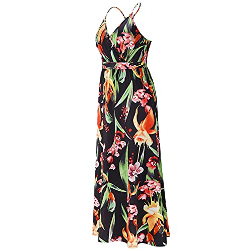 NLCYYQ Femmes Robe Longue Manche Courte Lâche, Maxi Robes L'été Casual Robes, Bohème Robe Robe De Plage (42-44,Noir) Cover