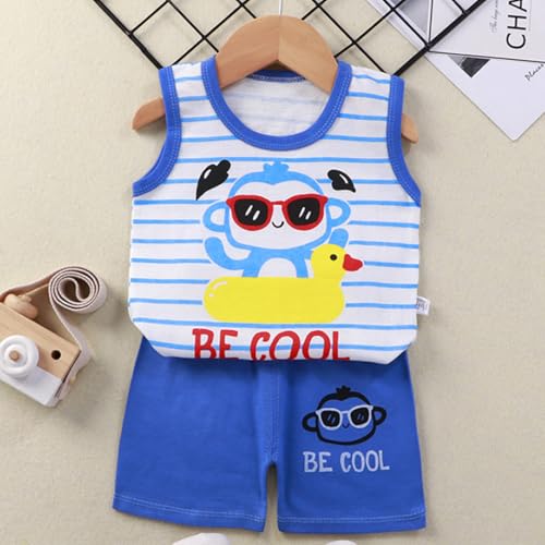 Image of Toddler Boys 4PCs Tank Top and Shorts Set Summer Clothes Cotton Outfits