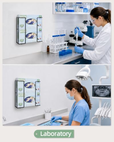 Image of Gloves Holder Wall Mount, 2-Box Capacity Metal Glove Dispenser Rack, Black