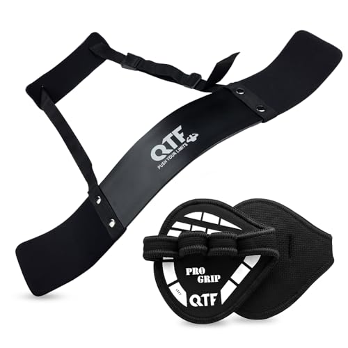 QTF Fitness Arm Blaster Biceps Triceps, Heavy Duty Aluminum, Soft Thick Neck Padding & Adjustable Straps Big Arms Building Weight Lifting with Non-Slip Shark pad