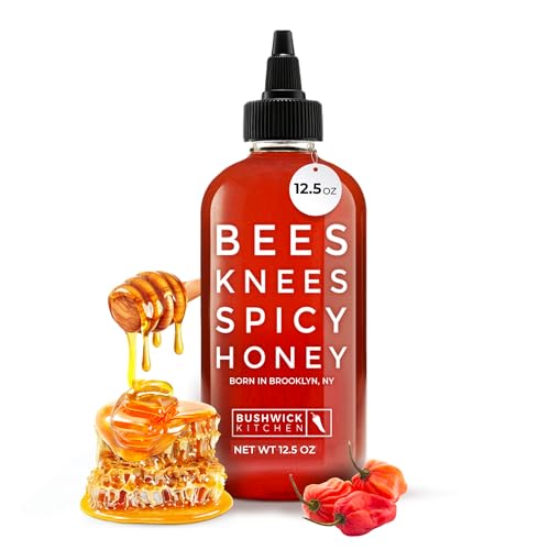 Bees Knees Spicy Honey, 12.5 oz Wildflower Hot Honey Infused with Habanero Peppers, Gluten Free, Paleo Friendly - Foodie Gifts, Unique Gifts