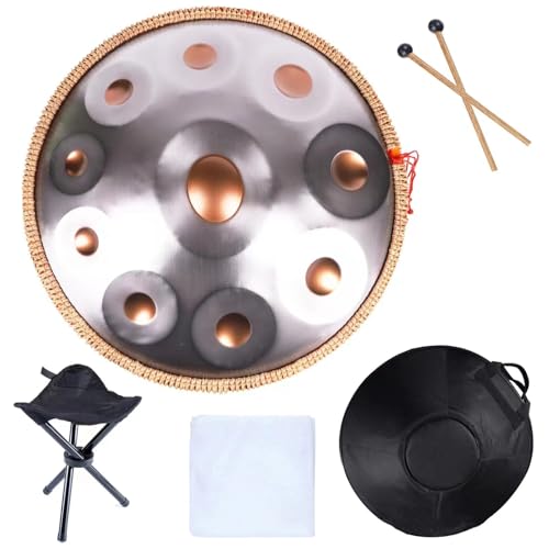 10 notas Classic Golden Handpan 22 pulgadas D menor tambor artesanal de percusión con bolsa de almacenamiento (Golden Eyes) miniatura 4