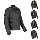 PANDA CYCLE GEAR Motorcycle Jacket for Women's All Weather Enduro Dual Sports Impact Armored Motorbike Touring Riding Jackets | Black-Large