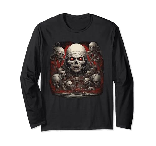 Motif tête de mort Rock Zombies Bad ass Rocker Manche Longue