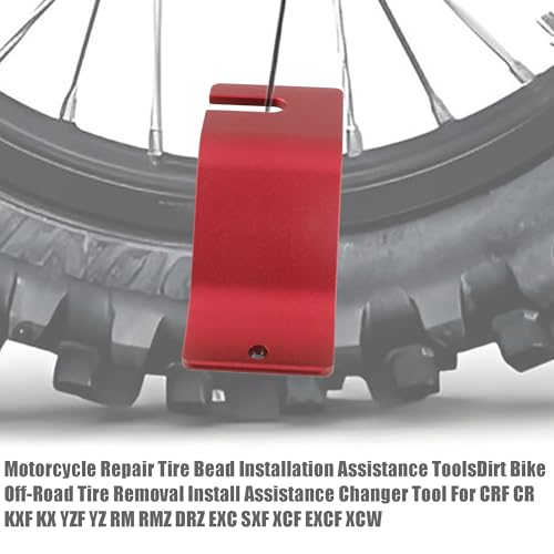 Image of Motorcycle Repair Tire Bead Installation Assistance Tools,Dirt Bike Off-Road Tire Removal Install Assistance Changer Tool for CRF CR KXF KX YZF YZ RM RMZ DRZ EXC SXF XCF EXCF XCW(Red)