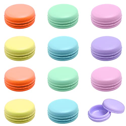 Keboyoe 12 pcs Mini Macaron boîte Macaron Boîte à Bijou Coloré Organiseur Forme Macarons Multiuse Macaron pour pilules,bijoux,boucles d'oreilles,anneaux,collier (6 couleurs) Cover