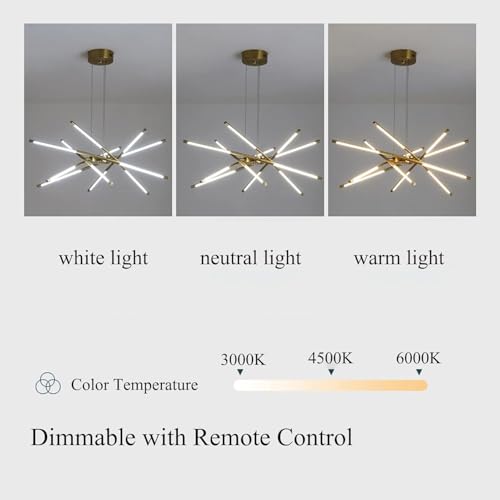 Suspension LED 72W luminaire haut de gamme à intensité réglable pour salon - 3