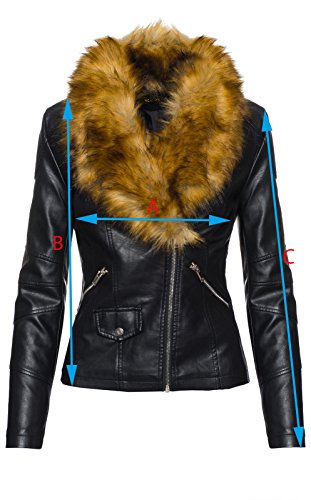 Rock Creek Selection Elegante Damen Kunstleder Jacke Biker Jacke XXL Fellkragen übergangsjacke D-221 [1601 Blau Gr. S]