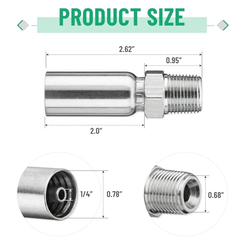 Image of 12 Pack 3 /8 inch NPTF Hydraulic Hose Fittings, 1 /4 inch I.D. Hose x 3 /8 inch NPTF Male with Protection Cover Hydraulic Hose End Crimp Fitting Kits