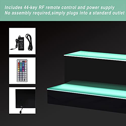 Image of MESAlLUP Acrylic 16 Inch 2 Tier LED Liquor Bottle Display Shelf, Lighted Bar Shelves with APP or Remote Control, Mulit Color Lighting for Home Mini Bars Decor, Restaurants & Party Use