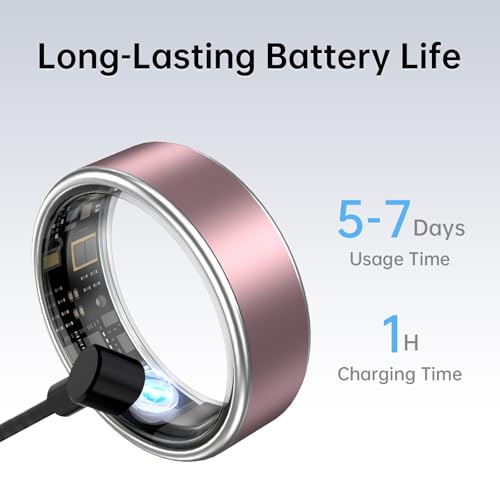 Image of Smart Ring Fitness Tracker Ring for Women & Men, Sleep /Step /Blood Oxygen /Heart Rate Monitor, Long-Lasting Battery Sleep Ring, No Subscription Fee, Compatible with iPhone & Android (Matte Pink, #9)