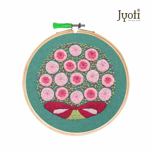 Image of Jyoti Embroidery Hoop, Wooden Round Adjustable, (3 Ply of 9 Inches with Steel Fitting), Easily Loosen /Tighten, Cross Stitch Hoop Ring for Sewing, Needlework, Craft Projects & Ornaments - Pack of 6
