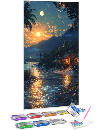 Kit de diamond painting 5D Jumpdot para transformar tu salón en un oasis natural de 70x40 cm