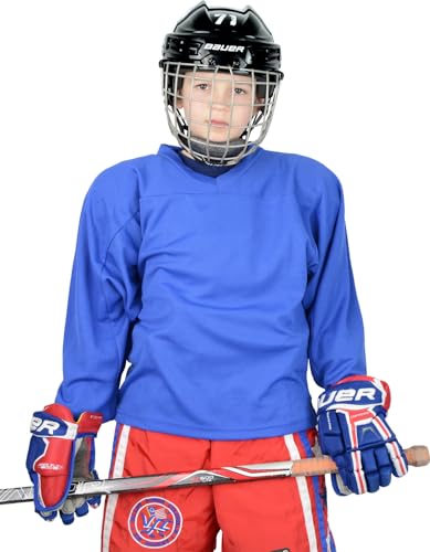 Camisa de treino de hóquei juvenil Unlimited Sports para meninos, crianças, jovens, Branco, Large-X-