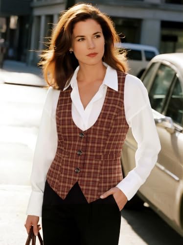 Image of GRACE KARIN Women's Suit Vest Top, Dressy Casual Sleeveless Button Waistcoat, Fromal Steampunk Blazer for Work Office