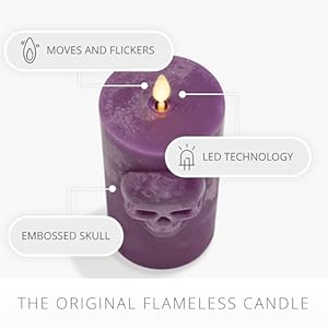 Luminarachalkyskullledcandleimperialpurplemovingflamegothichalloweendecorbatteryoperatedflamelessunscentedwaxtimerindoor Urban Country Home Decor Luminara chalky skull led candle imperial purple moving flame gothic halloween decor battery operated flameless unscented wax timer indoor urban country home decor