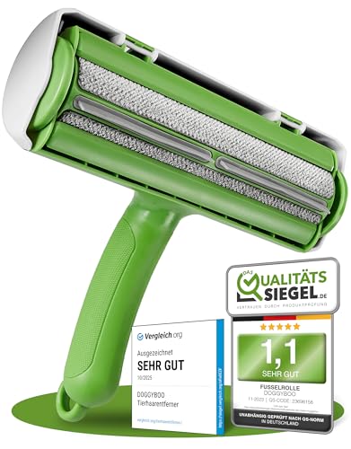 NEUHEIT 2025 - DOGGYBOO® Selbstreinigender Tierhaarentferner – Premium Fusselrolle für Hundehaare und Katzenhaare, Wiederverwendbarer...