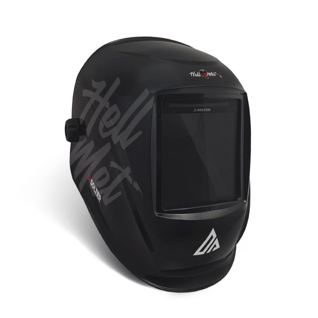Solter HELLMET R-15 – Careta de soldadura automática True Color, clase óptica 1/1/1/1, 5 sensores, campo de visión 98×87 mm (R-15 PRO – Acabado negro profesional)
