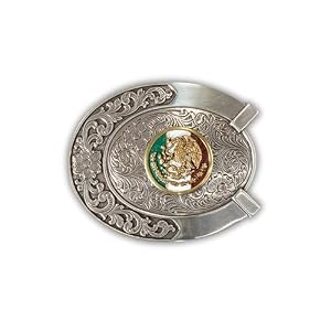 ARIAT Mexico Flag Belt Buckle – Western Cowboy Vintage Pattern Belt Buckle | Belt buckle hardware, western motif, fits compatible interchangeable-buckle belts, suited for casual or rodeo wear