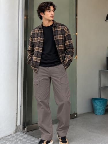 Image of Leriya Fashion Men's Loose Low-Rise Baggy Cargo Pants - Cotton Trousers with Adjustable Drawstring Waist - Casual Streetwear Utility Cargos | Men Relaxed Fit Pants Relaxed Fit Pant
