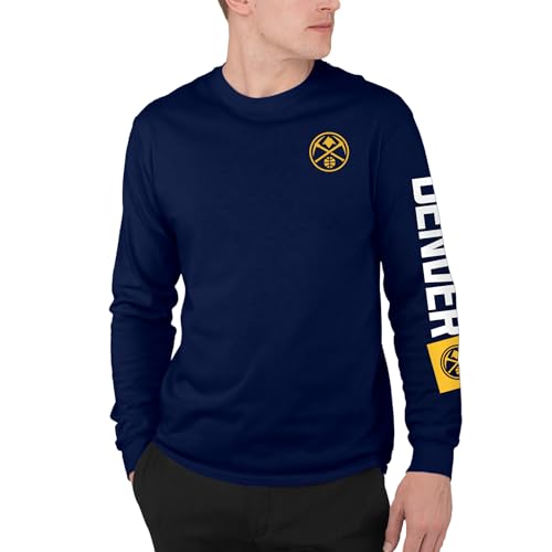 Junk Food NBA - Denver Nuggets Vertical Logo Adult LS T-Shirt Navy