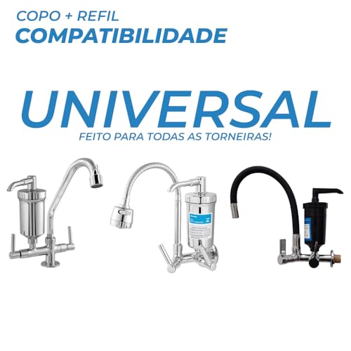 Copo Torneira Universal Filtro Abs Metal Cozinha Gourmet Pia + Refil (Copo Torneira Pia Universal +
