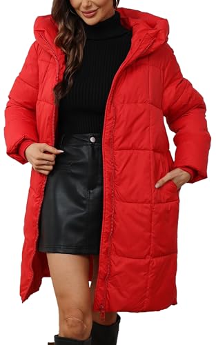 Maeau - Lange Daunenjacke mit Kapuze für Frauen, Winter,...
