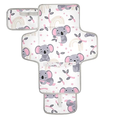 Image of Kigai Portable Changing Pad for Baby Skip Hop Changing Pad Waterproof and Lightweight Diaper Clutch Bag Foldable Changing Mat Baby Shower Gifts, Cute Koala