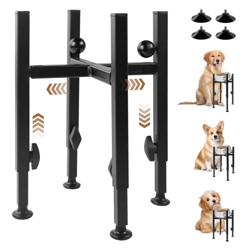 Erhöhter Hundenapf mit 10- 15° Geneigten, 3 Höhenverstellbar 7, 5- 18, 5cm Breit Futterstation Stabiler und Rutschfester Metall Futternapf Hund Erhöht für Kleine, Mittelgroße, Große Hunde (Nur Ständer)