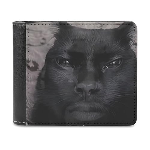 DGOGNFDNG Face Cat Meme Leather Wallet 4.6x3.7x1 Inches,PU Leather Slim Card Holder with 8 Card Slots Bifold Wallet Front Pocket Wallets Stylish Purse for Travel Gift