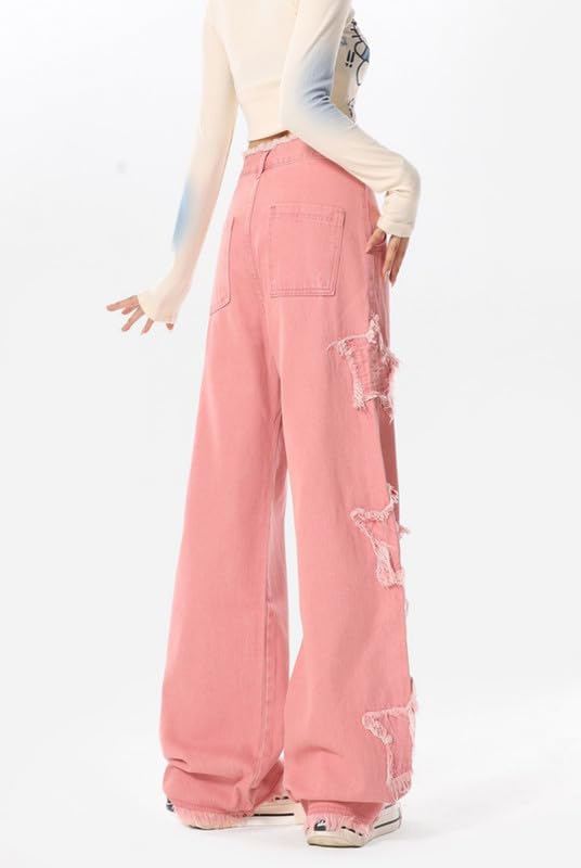 Women's Y2K Baggy Cargo Pants Vintage Jeans for Teen Girls Patterned Denim Joggers Loose Goth Trousers Streetwear2