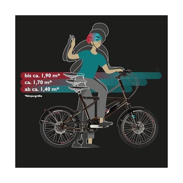 TechniBike UTY by Cooper Bike – E-Bike Kompaktrad (20 Zoll Fahrrad, one Size fits All Rahmengröße, Utility Eletro-Lastenfahrrad mit optionalem Frontgepäckträger) – Bild 3