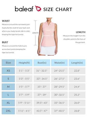 BALEAF Camisas de golfe femininas sem mangas regatas de tênis gola polo FPS 50+ secagem rápida, rosa